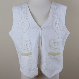 Raiment Vest Embroidery and Pearls 5 Button Size L